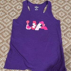 Under Armour Purple Tank with Pink Accents    Girls Size - YMD